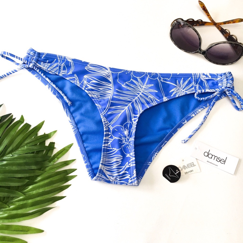 Damsel Bikini Cheeky Bottom Fronds Hibiscus, sz M - Picture 2 of 8